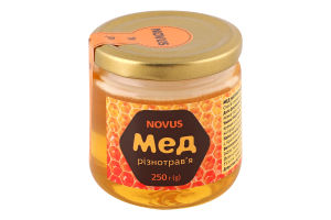 Мед натуральный цветочный разнотравье полифлорный Novus с/б 250г