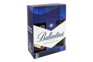 Набір подарунковий Віскі 700мл 40% шотландське купажоване Finest + 2 склянки Ballantine's к/у