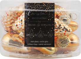 Набір підвісок новорічних золото скло 4см 12шт ARB101000