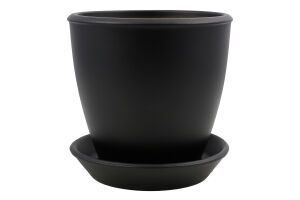 Горщик чорний матовий кераміка 11*10*0,6см Духм'яна піч