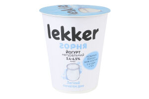 Йогурт 3.4-4.5% термостатний з незбираного молока Lekker ст 300г