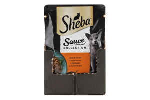 Корм консервований для дорослих котів З індичкою Sauce Collection Sheba д/п 85г