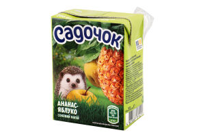 Напиток соковый неосветленный пастеризованный ананасово-яблочный Садочок т/п 200мл