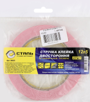 Стрічка монтажна Сталь клейка двостор спін 12мм*5м