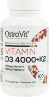 Добавка дієтична таблетки Vitamin D3+K2 4000 OstroVit 100шт