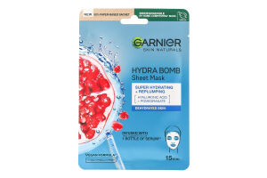 Маска тканевая для обезвоженной кожи лица Hydra bomb Skin Naturals Garnier 28г