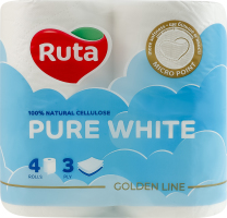 Бумага туалетная 3-х слойная 150 листов Pure white Golden line Ruta 4шт