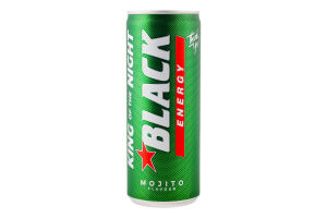 Напій енергетичний безалкогольний з додаванням вітамінів Mojito King of the Night Black Energy з/б 250мл