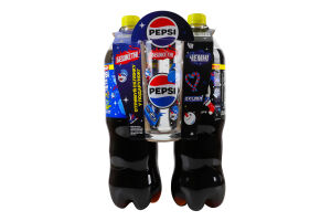 Набор напитков безалкогольных новогодний Пепси Кола 1.25л + Пепси Ноль сахара 1.25л + стакан 260мл Pepsi к/у 2х1.25л