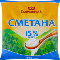 Сметана 15% Галичанська м/у 370г