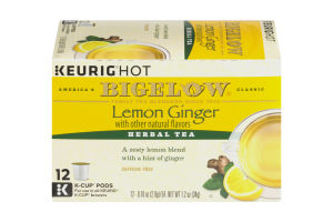 Bigelow Lemon Ginger Herbal Tea K-Cup Pods - 12 CT