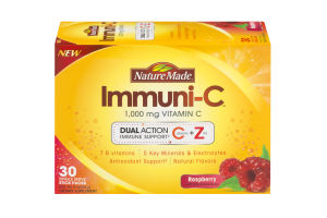 Nature Made Immuni-C 1,000 MG Vitamin C Single Serve Stick Packs Raspberry - 30 CT