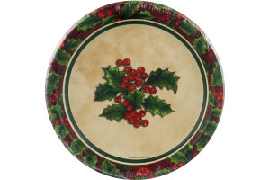Smart Living Holiday Plates Boughs Of Holly - 8 CT