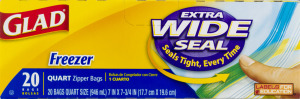 Glad Quart Zipper Bag Extra Wide Seal Freezer - 20 CT