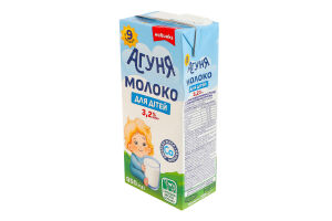 Молоко 3.2% для дітей від 9міс ультрапастеризоване Агуня т/п 950г