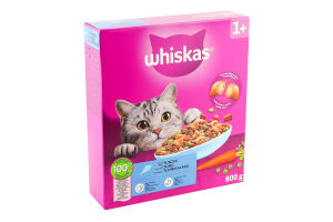 Корм сухой полнорационный для взрослых котов С тунцом Whiskas к/у 800г