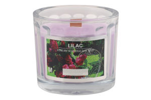 Свічка Лакшері Бузок соєвий віск дерев"яний гніт скло 8*10см Пако ІФ