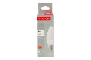 Лампа светодиодная 6W 510lm E27 4100К C37 Titanum 1шт