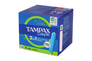 Тампони гігієнічні з аплікатором Super Compak Tampax 16шт