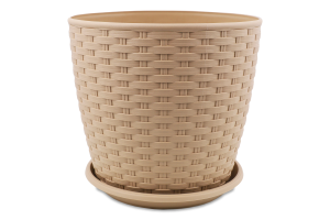 Горщик д/квітів Ротанг кремовий з підставкою 20*18см арт114057 Алеана