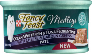 Fancy Feast Medleys Ocean Whitefish & Tuna Florentine with Cheese & Garden Greens Pate