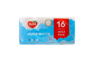 Папір туалетний 3-х шаровий Pure White Ruta 16шт