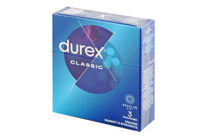 Презервативы латексные с силиконовой смазкой Классические Durex 3шт