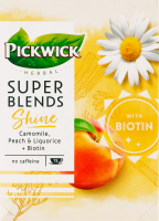 Чай фруктово-травяной ароматизированный с добавленным биотином Ромашка-персик Shine Super blends Pickwick к/у 15х1.5г