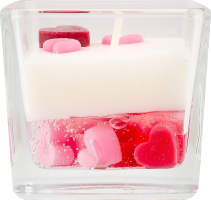 Свічка Сердечки квадратний стакан на 28годин 6*7см Строїч