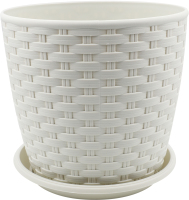 Горщик д/квітів Ротанг світло-бежевий з підставкою 16*15см арт114056 Алеана
