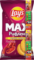 Чипсы картофельные со вкусом лобстера Рифленые Max Lay's м/у 140г