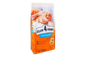 Корм сухий повнораціонний для дорослих котів З лососем Premium Club 4 Paws м/у 2кг