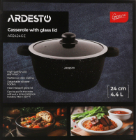 Каструля Gemini Anzio 4,4л чорний алюміній з скляною кришкою Ardesтo