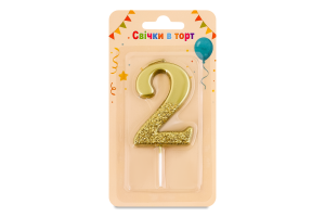 Свеча-цифра в торт 2 Металлик Festa (Guangzhou) Co. Ltd 1шт