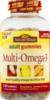 Nature Made Adult Gummies Multi + Omega-3 Strawberry, Lemon & Orange Flavors - 150 CT