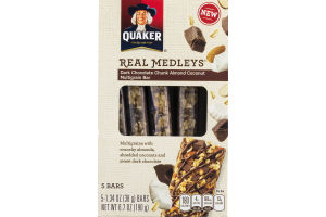 Quaker Real Medleys Dark Chocolate Chunk Almond Coconut Multigrain Bar - 5 CT