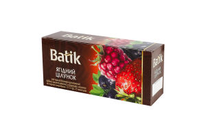 Чай чорний байховий купажований дрібний з полуницею, малиною та чорною смородиною Ягідний цілунок Batik к/у 25х1.5г