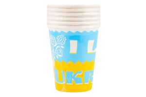 Стакан паперовий Ай лав Юкрейн 250мл 6шт Уніпак