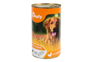 Корм д/собак з смаком птиці 1240г ж/б Дасті