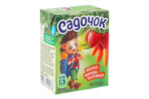 Сок с мякотью пастеризованный Яблоко-морковь-клубника Садочок т/п 200мл