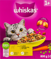 Корм сухой полнорационный для взрослых котов С ягненком Whiskas к/у 800г