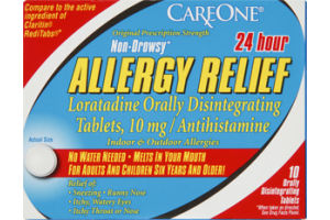 CareOne Allergy Relief 24 Hour Non-Drowsy Orally Disintegrating Tablets Indoor & Outdoor Allergies - 10 CT