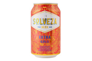 Пиво 0.33л 4.5% светлое фильтрованное пастеризованное Extra Solveza ж/б