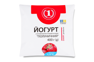 Йогурт 1.5% с наполнителем вкусо-ароматическим Клубничный ТМ "1" м/у 400г