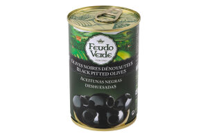 Оливки чорні без кісточки консервовані стерилізовані Feudo Verde з/б 300г