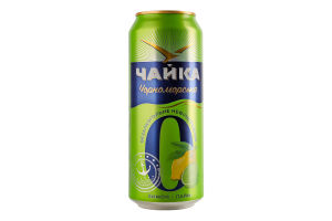 Пиво спеціальне 500мл 0.5% безалкогольне світле нефільтроване пастеризоване Лимон-лайм №0 Чорноморська Чайка з/б