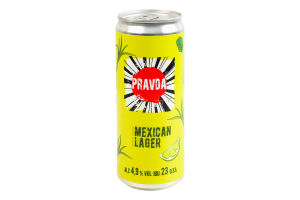 Пиво 0.33л 4.9% светлое нефильтрованное непастеризованное Mexican Lager Pravda ж/б