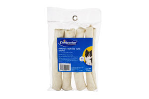 Companion Natural Rawhide Rolls for Dogs 8 Inch - 4 CT