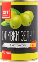 Оливки зелені з кісточкою Хіт продукт з/б 300г