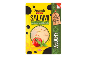 Сыр 45% полутвердый пластинками с томатами и базиликом Салями Serenada лоток 135г